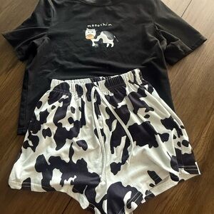 Cow Black and White women's Pajama Set size XS
